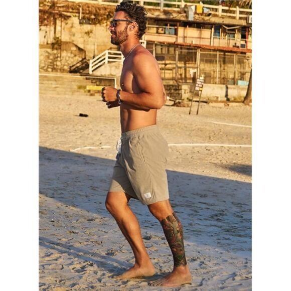 Men's Corduroy Shorts,‎ Casual Elastic Waist, Lightweight Summer Beachwear - Picture 4 of 7